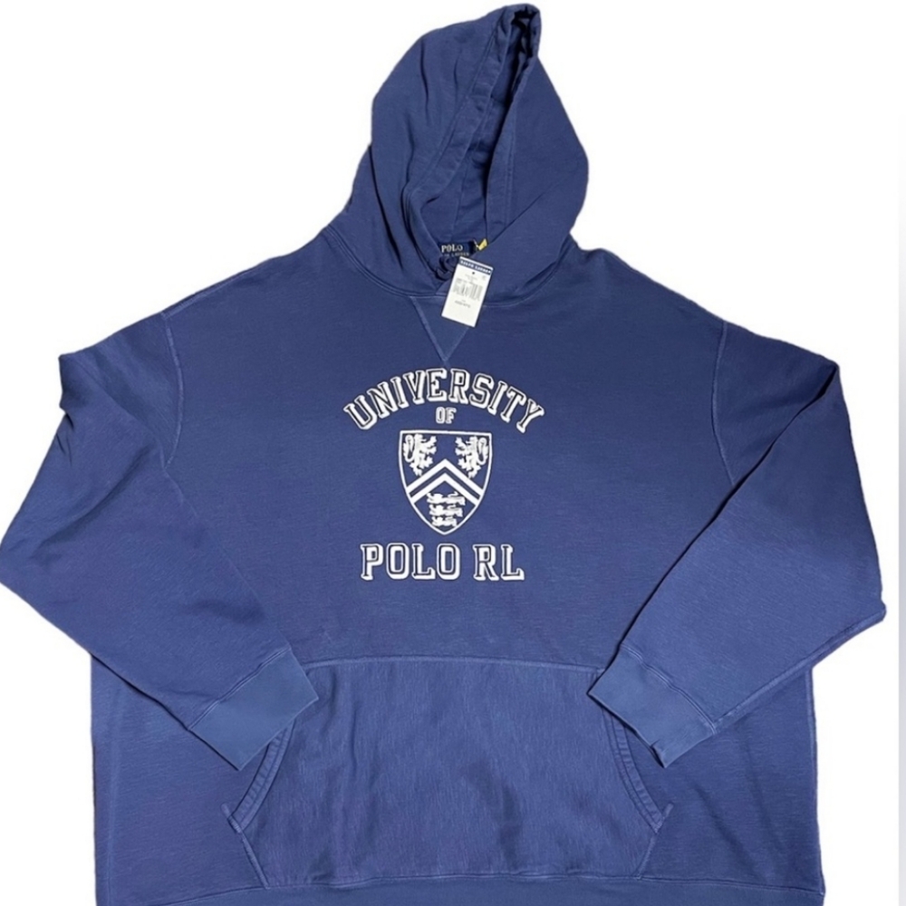 Polo Ralph Lauren University Mens Hoodie Blue Long Sleeve Hooded Sweatshirt